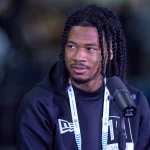 INDIANAPOLIS, IN - MARCH 02: Alabama wide receiver John Metchie answers questions from the media during the NFL, American Football Herren, USA Scouting Combine on March 2, 2022, at the Indiana Convention Center in Indianapolis, IN. Photo by Robin Alam/Icon Sportswire NFL: MAR 02 Scouting Combline Icon164220302293