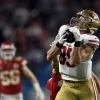 February 2, 2020, Miami Gardens, FL, USA: San Francisco 49ers tight end George Kittle (85) catches a pass deep in Kansas