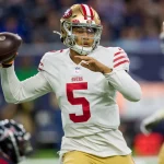 August 25, 2022: San Francisco 49ers quarterback Trey Lance 5 throws the ball during the 1st quarter of an NFL, American Football Herren, USA football preseason game between the San Francisco 49ers and the Houston Texans at NRG Stadium in Houston, TX. The Texans won the game 17-0... /CSM USA - ZUMAc04_ 20220825_zaf_c04_045 Copyright: xTraskxSmithx