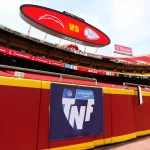 Thursday Night Football - KANSAS CITY, MO - SEPTEMBER 15: A view of the Amazon Prime Video Thursday Night Football logo before an NFL, American Football Herren, USA game between the Los Angeles Chargers and Kansas City Chiefs on September 15, 2022 at GEHA Field at Arrowhead Stadium in Kansas City, MO. Photo by Scott Winters/Icon Sportswire NFL: SEP 15 Chargers at Chiefs Icon2209150013