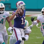 September 20, 2022: Miami Dolphins defensive tackle Christian Wilkins, left, and safety Brandon Jones will be chasing Buffalo Bills quarterback Josh Allen again on Sunday. - ZUMAm67_ 20220920_zaf_m67_071 Copyright: xJohnxMccallx
