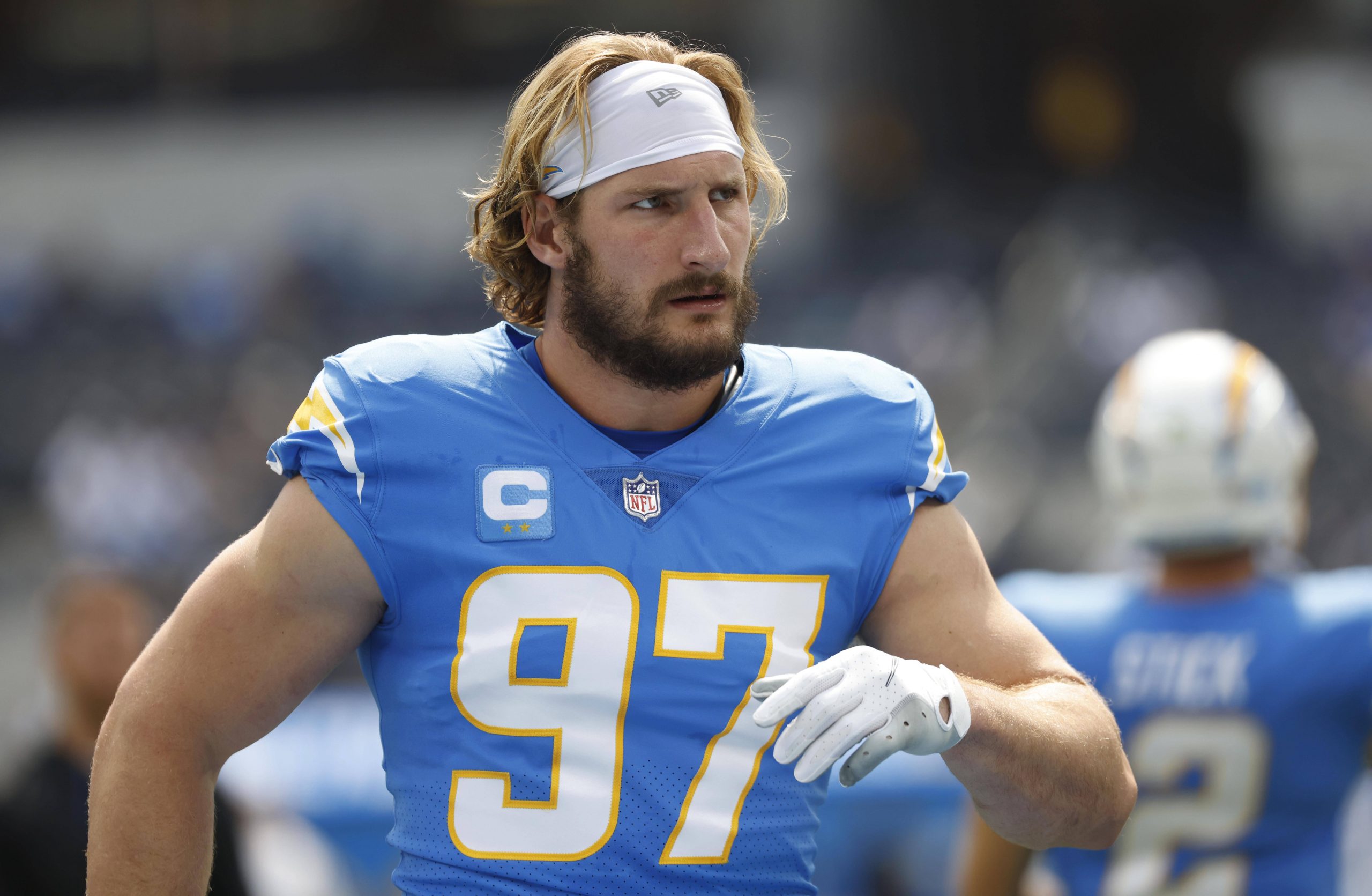 September 25, 2022 Los Angeles Chargers outside linebacker Joey Bosa 97 in action during the NFL, American Football Herren, USA football game between the Los Angeles Chargers and the Jacksonville Jaguars at SoFi Stadium in Inglewood, California. Mandatory Photo Credit : /CSM Inglewood United States of America - ZUMAc04_ 20220925_zaf_c04_1069 Copyright: xCharlesxBausx