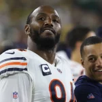 GREEN BAY, WI - SEPTEMBER 18: Chicago Bears linebacker Robert Quinn 94 looks into the stands during a game between the Green Bay Packers and the Chicago Bears on September 18, 2022 at Lambeau Field in Green Bay, WI. Photo by Larry Radloff/Icon Sportswire NFL, American Football Herren, USA SEP 18 Bears at Packers Icon2209183521