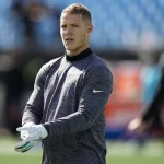 NFL, American Football Herren, USA New England Patriots at Carolina Panthers, Nov 7, 2021 Charlotte, North Carolina, USA Carolina Panthers running back Christian McCaffrey 22 during pre game warm ups before the game between the Carolina Panthers and the New England Patriots at Bank of America Stadium. Mandatory Credit: Jim Dedmon-USA TODAY Sports, 07.11.2021 11:35:20, 17114420, NPStrans, America Stadium, New England Patriots, Carolina Panthers, NFL, Christian McCaffrey PUBLICATIONxINxGERxSUIxAUTxONLY Copyright: xJimxDedmonx 17114420