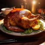 FootballR - NFL - Ein Turducken sitzt auf einem Teller mit Zitronen darauf.