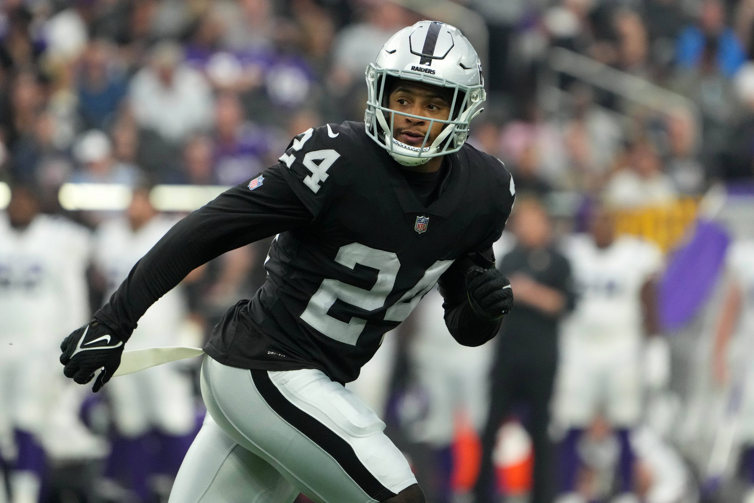 NFL, American Football Herren, USA Minnesota Vikings at Las Vegas Raiders, Aug 14, 2022 Paradise, Nevada, USA Las Vegas Raiders safety Johnathan Abram 24 in the first half against the Minnesota Vikings at Allegiant Stadium. Mandatory Credit: Kirby Lee-USA TODAY Sports, 14.08.2022 13:45:05, 18871515, Johnathan Abram, Las Vegas Raiders, NPStrans, NFL, Allegiant Stadium, Minnesota Vikings PUBLICATIONxINxGERxSUIxAUTxONLY Copyright: xKirbyxLeex 18871515