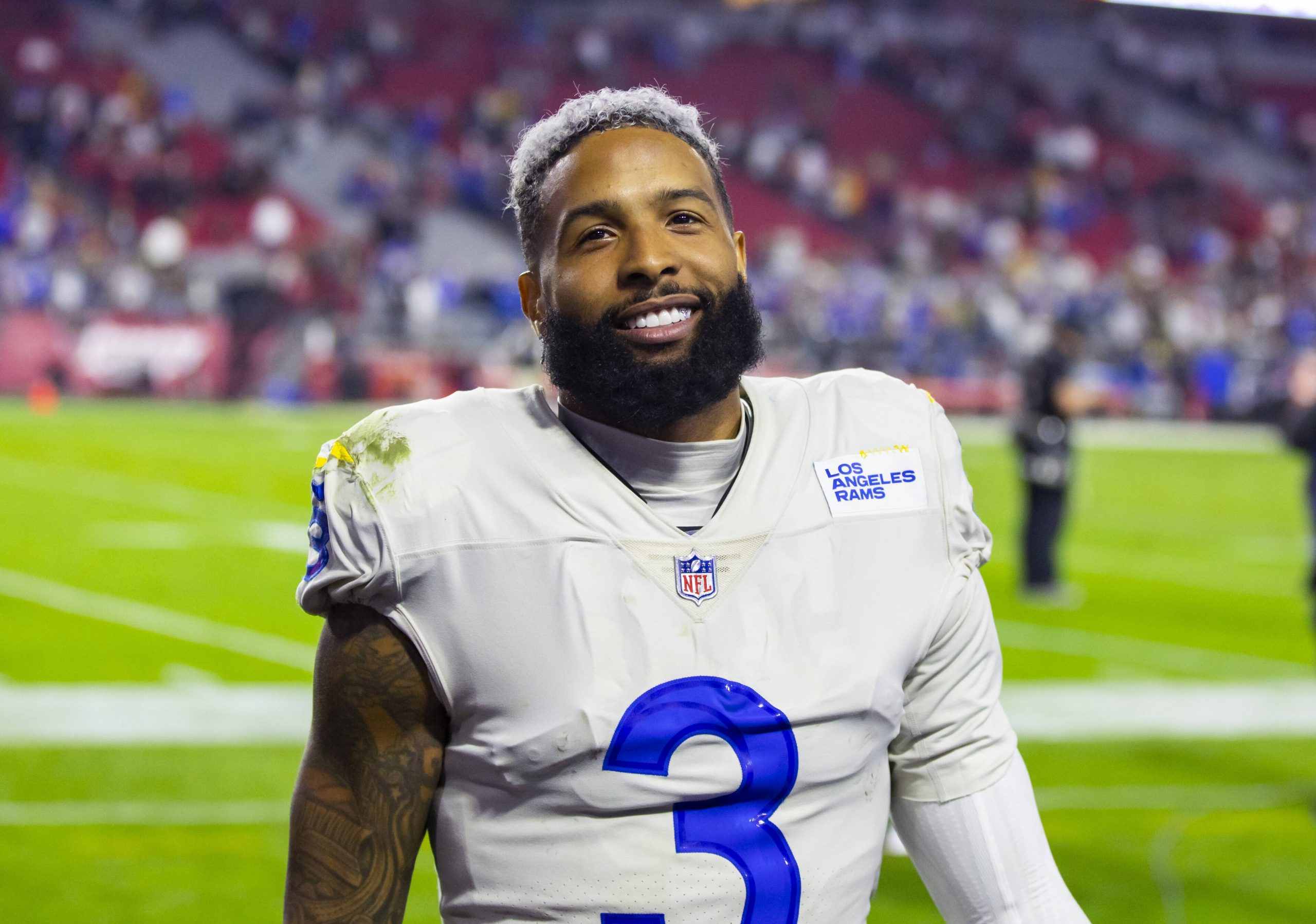 NFL, American Football Herren, USA Los Angeles Rams at Arizona Cardinals, Dec 13, 2021 Glendale, Arizona, USA Los Angeles Rams wide receiver Odell Beckham Jr. 3 against the Arizona Cardinals at State Farm Stadium. Mandatory Credit: Mark J. Rebilas-USA TODAY Sports, 13.12.2021 21:19:55, 17357340, Los Angeles Rams, Odell Beckham Jr, Arizona Cardinals, NFL, State Farm Stadium PUBLICATIONxINxGERxSUIxAUTxONLY Copyright: xMarkxJ.xRebilasx 17357340