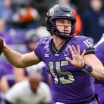 December 1, 2022: TCU quarterback Max Duggan looks to pass in the first half against Iowa State at Amon G. Carter Stadiu
