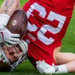 49ers - christian mccaffrey - SANTA CLARA, CA - DECEMBER 11: San Francisco 49ers running back Christian McCaffrey 23 gets turned upside down rushing in the first quarter of an NFL, American Football Herren, USA game between the San Francisco 49ers and Tampa Bay Buccaneers on December 11, 2022, at Levis Stadium, in Santa Clara, CA. Photo by Tony Ding/Icon Sportswire NFL: DEC 11 Buccaneers at 49ers Icon46520221211025