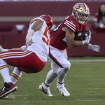 San Francisco 49ers running back Christian McCaffrey 23 runs against the Kansas City Chiefs in the third quarter at Levi s Stadium in Santa Clara, California on Sunday, October 23, 2022. McCaffrey was aquired from the Carolina Panthers earlier in the week. The Chiefs drubbed the 49ers 44-23. PUBLICATIONxINxGERxSUIxAUTxHUNxONLY SXP2022102331 TERRYxSCHMITT
