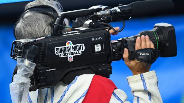 INGLEWOOD, CA - NOVEMBER 20: A camera for NBC Sunday Night Football during the NFL, American Football Herren, USA regular season game between the Kansas City Chiefs and the Los Angeles Chargers on November 20, 2022, at SoFi Stadium in Inglewood, CA. Photo by Brian Rothmuller/Icon Sportswire NFL: NOV 20 Chiefs at Chargers Icon221120098