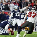 NFL, American Football Herren, USA NFC Wild Card Round-Dallas Cowboys at Tampa Bay Buccaneers Jan 16, 2023 Tampa, Florida, USA Dallas Cowboys place kicker Brett Maher 19 misses a point after touchdown kick in the first half during the wild card game at Raymond James Stadium. Tampa Raymond James Stadium Florida USA, EDITORIAL USE ONLY PUBLICATIONxINxGERxSUIxAUTxONLY Copyright: xKimxKlementx 20230116_mcd_sv7_103