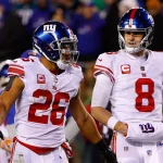 PHILADELPHIA, PA - JANUARY 21: New York Giants running back Saquon Barkley 26 and New York Giants quarterback Daniel Jones 8 during the NFC Divisional playoff game between the Philadelphia Eagles and the New York Giants on January 21, 2023 at Lincoln Financial Field in Philadelphia, Pennsylvania. Photo by Rich Graessle/Icon Sportswire NFL, American Football Herren, USA JAN 21 NFC Divisional Playoffs - Giants at Eagles Icon23012112772