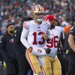 PHILADELPHIA, PA - JANUARY 29: San Francisco 49ers quarterback Brock Purdy 13 heads to the locker room during the Championship game between the San Fransisco 49ers and the Philadelphia Eagles on January 29, 2023. Photo by Andy Lewis/Icon Sportswire NFL, American Football Herren, USA JAN 29 NFC Championship - 49ers at Eagles Icon230129254