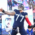 NFL, American Football Herren, USA AFC Divisional Round-Cincinnati Bengals at Tennessee Titans, Jan 22, 2022 Nashville, Tennessee, USA Tennessee Titans offensive tackle Taylor Lewan 77 takes the field before the game against the Cincinnati Bengals during a AFC Divisional playoff football game at Nissan Stadium. Mandatory Credit: Christopher Hanewinckel-USA TODAY Sports, 22.01.2022 16:23:32, 17559994, AFC Divisional, Taylor Lewan, NFL, Nissan Stadium, Tennessee Titans, Cincinnati Bengals PUBLICATIONxINxGERxSUIxAUTxONLY Copyright: xChristopherxHanewinckelx 17559994