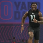 NFL Scouting Combine 2024 NFL, American Football Herren, USA Scouting Combine, Mar 5, 2022 Indianapolis, IN, USA Louisiana State linebacker Damone Clark LB10 runs the 40-yard dash during the 2022 NFL Scouting Combine at Lucas Oil Stadium. Mandatory Credit: Kirby Lee-USA TODAY Sports, 05.03.2022 20:11:35, 17838510, Lucas Oil Stadium, NPStrans, NFL, Scouting Combine, Damone Clark PUBLICATIONxINxGERxSUIxAUTxONLY Copyright: xKirbyxLeex 17838510