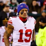 PHILADELPHIA, PA - JANUARY 21: New York Giants wide receiver Kenny Golladay 19 enters the field prior the NFC Divisional playoff game between the Philadelphia Eagles and the New York Giants on January 21, 2023 at Lincoln Financial Field in Philadelphia, Pennsylvania. Photo by Rich Graessle/Icon Sportswire NFL, American Football Herren, USA JAN 21 NFC Divisional Playoffs - Giants at Eagles Icon23012112835