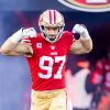 SANTA CLARA, CA - JANUARY 22: San Francisco 49ers defensive end Nick Bosa 97 runs onto the field during the NFL, American Football Herren, USA NFC Divisional Playoff game between the Dallas Cowboys and San Francisco 49ers at Levis Stadium in Santa Clara, CA. Photo by Bob Kupbens/Icon Sportswire NFL: JAN 22 NFC Divisional Playoffs - TBD at 49ers Icon230122125