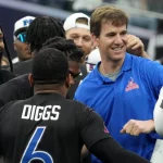Pro Bowl Games 2025 - NFL, American Football Herren, USA Pro Bowl-AFC at NFC Feb 5, 2023 Paradise, Nevada, USA NFC coach Eli Manning celebbrates with players during the Pro Bowl Games at Allegiant Stadium. Paradise Allegiant Stadium Nevada United States, EDITORIAL USE ONLY PUBLICATIONxINxGERxSUIxAUTxONLY Hall of Fame