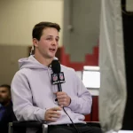 NFL, American Football Herren, USA Football players at Superbowl Experience in Arizona . SPO NFL Football players at Superbowl Experience in Arizona . February 10, 2023, Phoenix, Arizona, USA: Brock Purdy in light grey sweat shirt, 49ers quarterback who was NFL on Fox offensive Rookie of the year award with Drew Brees colorful shirt retired Orleans Saints quarterback winner of Super Bowl XLIV during Super Bowl LVII experience in Arizona. Credit: Niyi Fote/Thenews2 PUBLICATIONxNOTxINxUSA Copyright: xNiyixFotex