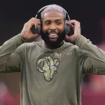 Star Free Agent Wide Receiver Odell Beckham Jr. beim Aufwärmen während seiner Zeit bei den Rams