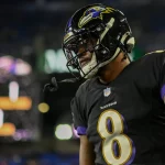 Baltimore Ravens Quarterback Lamar Jackson in einer Nahaufnahme