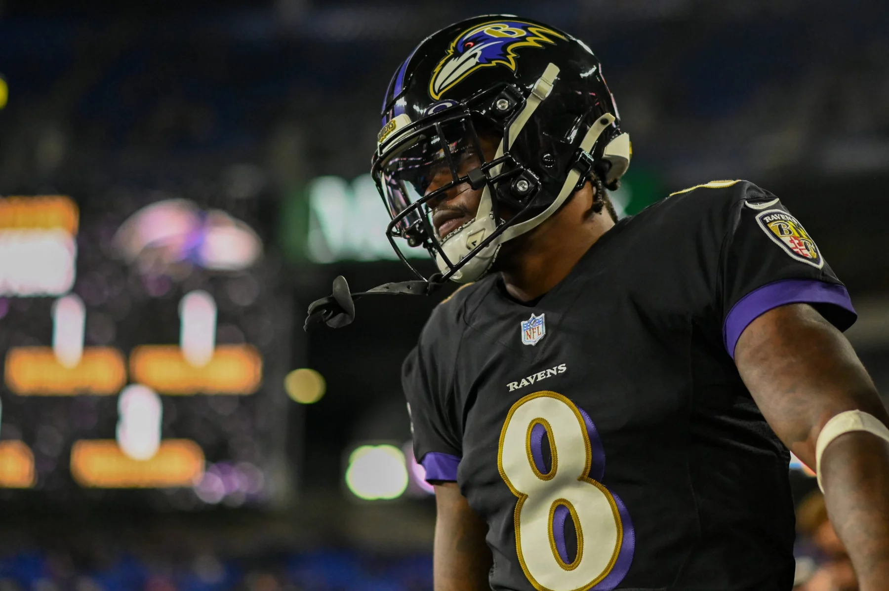 Baltimore Ravens Quarterback Lamar Jackson in einer Nahaufnahme