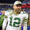 Green Bay Packers Quarterback Aaron Rodgers vor einem möglichen Trade zu den Jets