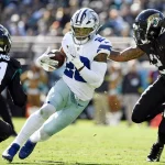 Tony Pollard, NFL, American Football Herren, USA Dallas Cowboys at Jacksonville Jaguars Dec 18, 2022 Jacksonville, Florida, USA Dallas Cowboys running back Tony Pollard 20 runs the ball during the second half against the Jacksonville Jaguars at TIAA Bank Field. Jacksonville TIAA Bank Field Florida USA, EDITORIAL USE ONLY PUBLICATIONxINxGERxSUIxAUTxONLY Copyright: xMelinaxMyersx 20221218_ams_av1_0237