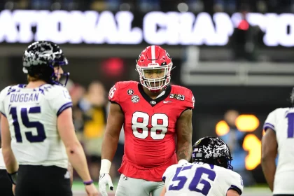 2023 NFL, American Football Herren, USA DRAFT PREVIEW: FILE PHOTOS FEB 18 FILE PHOTOS..former Georgia Bulldogs defensive tackle 88 Jalen Carter is projected to go in the Top 5 in the 2023 NFL Draft, here he is pictured on January 9, 2023 versus the TCU Horned Frogs, the NFL Draft will be held in Kansas City on April 27, 2023...Mandatory Credit: Jose / MarinMedia.org / CSM/Sipa USA Absolute Complete photographer, and credits requiredCredit Image: Jose / Marinmedia.Org / Csm/Cal Media/Sipa USA Kansas City SoFi Stadium MO United States of America NOxUSExINxGERMANY PUBLICATIONxINxALGxARGxAUTxBRNxBRAxCANxCHIxCHNxCOLxECUxEGYxGRExINDxIRIxIRQxISRxJORxKUWxLIBxLBAxMLTxMEXxMARxOMAxPERxQATxKSAxSUIxSYRxTUNxTURxUAExUKxVENxYEMxONLY Copyright: xCalxSportxMediax Editorial use only