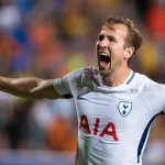 Nicosia, Cyprus - Semptember 26, 2017: The player of Tottenham Harry Kane celebrate during the UEFA Champions League game between APOEL VS Tottenham Hotspur