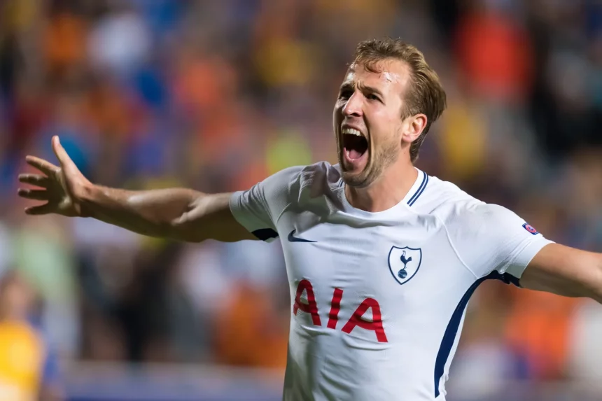 Nicosia, Cyprus - Semptember 26, 2017: The player of Tottenham Harry Kane celebrate during the UEFA Champions League game between APOEL VS Tottenham Hotspur