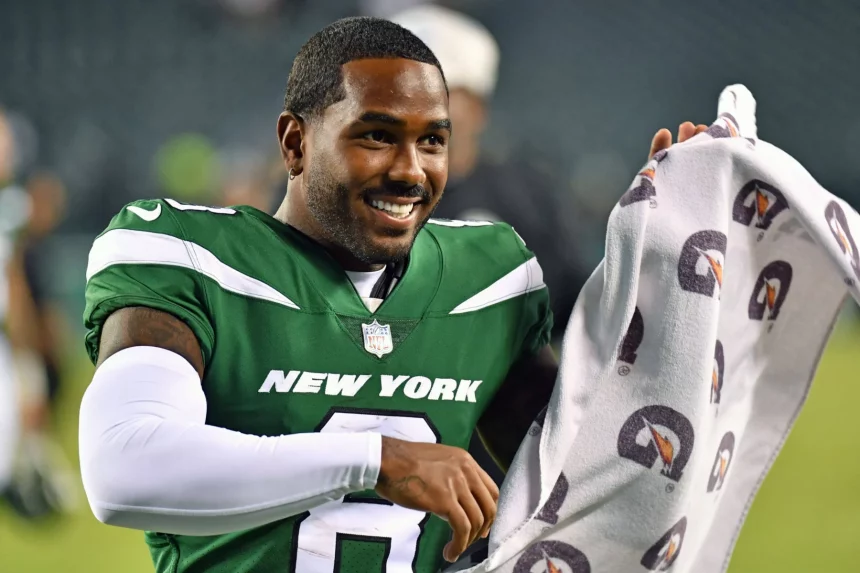 NFL, American Football Herren, USA New York Jets at Philadelphia Eagles, Aug 12, 2022 Philadelphia, Pennsylvania, USA New York Jets wide receiver Elijah Moore 8 against the Philadelphia Eagles at Lincoln Financial Field. Mandatory Credit: Eric Hartline-USA TODAY Sports, 12.08.2022 22:36:36, 18880173, NPStrans, NFL, New York Jets, Elijah Moore, Philadelphia Eagles, Lincoln Financial Field PUBLICATIONxINxGERxSUIxAUTxONLY Copyright: xEricxHartlinex 18880173
