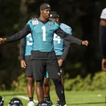 Jacksonville Jaguars American Football Press and Training Day Travis Etienne Jr. 1 RB of Jacksonville Jaguars during the practise session and media day for Jacksonville Jaguars at the Grove Hotel, Chandler s Cross, United Kingdom on 28 October 2022. Editorial use only , Copyright: xJasonxBrownx PSI-16236-0012