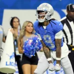 Detroit Lions vs Chicago Bears Detroit Lions wide receiver Jameson Williams 9 celebrates a play during an NFL, American Football Herren, USA football game between the Detroit Lions and the Minnesota Vikings in Detroit, Michigan USA, on Sunday, January 1, 2023. Detroit Michigan United States PUBLICATIONxNOTxINxFRA Copyright: xAmyxLemusx originalFilename:lemus-detroitl230101_npqqo.jpg