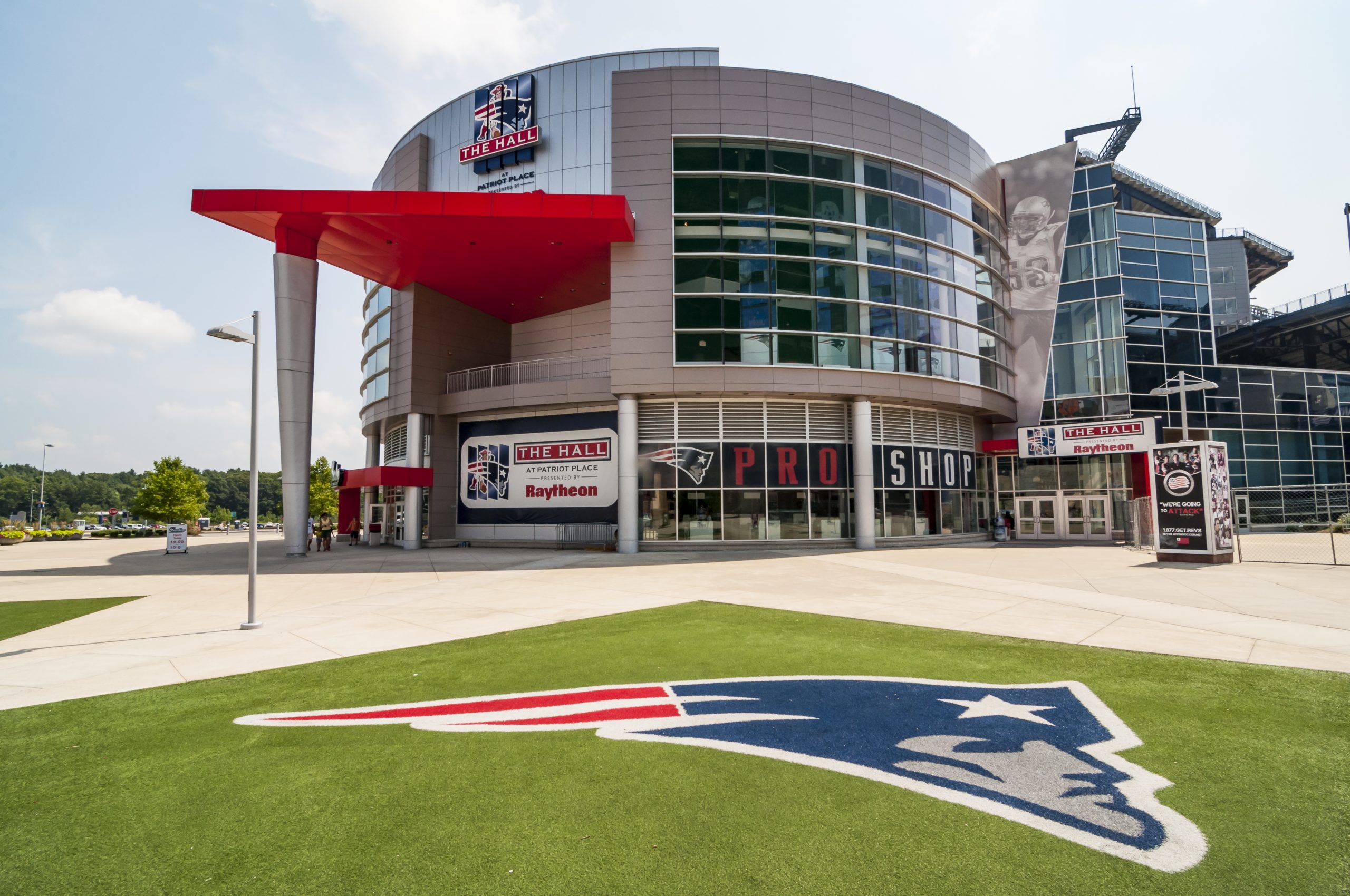 FOXBORO, MA - AUGUST 4: Gillette Stadium, home of the New England Patriots on August 4, 2012. It is located 21 miles southwest of Boston and 20 miles from Providence, Rhode Island. It can sit 68756.