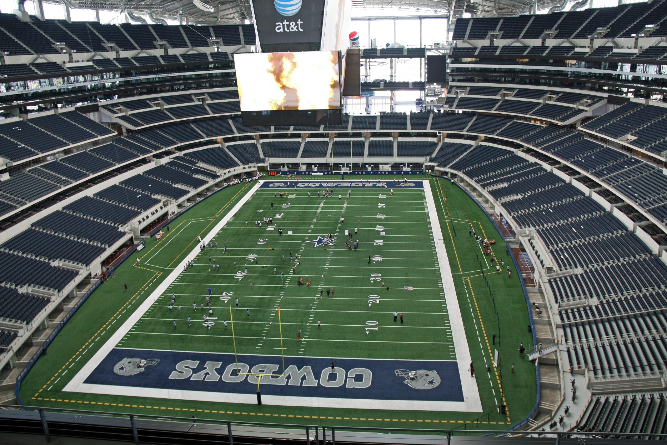 ARLINGTON - JUNE 17: Taken in Cowboys Stadium, Arlington, TX., on Thursday, June 17, 2010. An inside view of Cowboys Stadium and the giant video monitor from the endzone upper deck. Super Bowl XLV will played here in 2011.