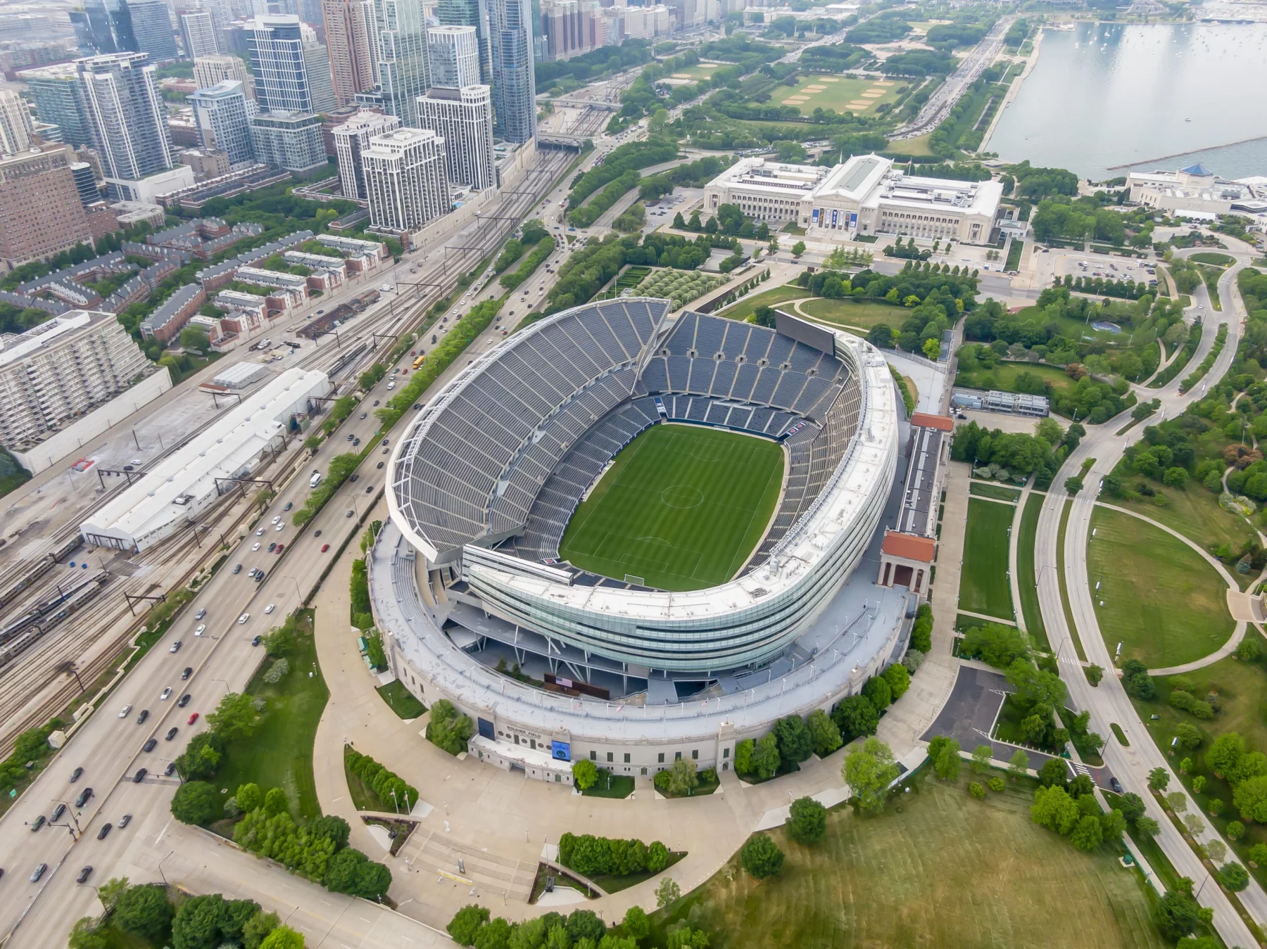 Aerial view of Soldier Field, home of the NFL Chicago Bears