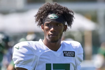 Fantasy Football 2024 - August 3, 2022, Florham Park, New Jersey, USA: New York Jets wide receiver Garrett Wilson 17 during Jets training camp at the Atlantic Health Jets Training Center, Florham Park, New Jersey. /CSM Florham Park USA - ZUMAcw2_ 20220803_zaf_cw2_024 Copyright: xDuncanxWilliamsx