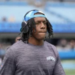 NFL, American Football Herren, USA Arizona Cardinals at Carolina Panthers Oct 2, 2022 Charlotte, North Carolina, USA Carolina Panthers cornerback Jaycee Horn 8 during pregame activity against the Arizona Cardinals at Bank of America Stadium. Charlotte Bank of America Stadium North Carolina USA, EDITORIAL USE ONLY PUBLICATIONxINxGERxSUIxAUTxONLY Copyright: xJimxDedmonx 20221002_cec_db2_050
