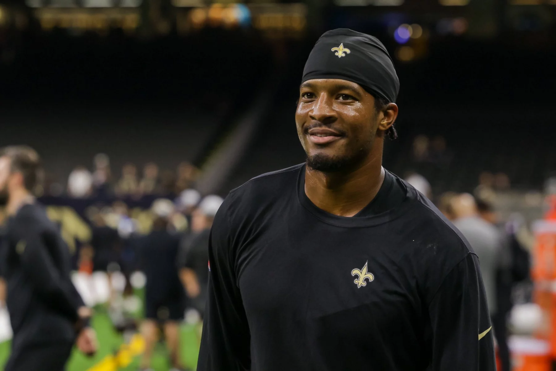 NFL, American Football Herren, USA Los Angeles Chargers at New Orleans Saints, Aug 26, 2022 New Orleans, Louisiana, USA New Orleans Saints quarterback Jameis Winston 2 looks on during warmups before the game against the Los Angeles Chargers at Caesars Superdome. Mandatory Credit: Stephen Lew-USA TODAY Sports, 26.08.2022 17:34:25, 18930087, New Orleans Saints, NPStrans, NFL, Jameis Winston, Los Angeles Chargers PUBLICATIONxINxGERxSUIxAUTxONLY Copyright: xStephenxLewx 18930087