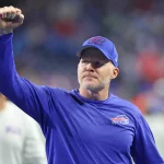 Detroit Lions vs Buffalo Bills Buffalo Bills head coach Sean McDermott celebrates the victory over the Detroit Lions during an NFL, American Football Herren, USA football game in Detroit, Michigan USA, on Thursday 24, 2022 Detroit Michigan United States PUBLICATIONxNOTxINxFRA Copyright: xJorgexLemusx originalFilename:lemus-detroitl221124_npEqp.jpg