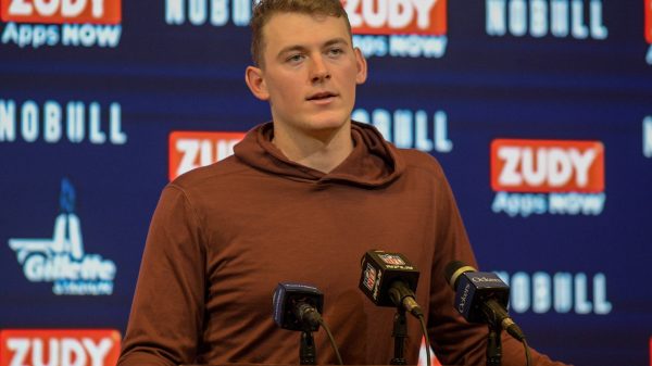 FOXBOROUGH, MA - DECEMBER 24: New England Patriots quarterback Mac Jones 10 answers questions during the press conference, PK, Pressekonferenz following a game between the New England Patriots and the Cincinnati Bengals on December 24, 2022, at Gillette Stadium in Foxborough, Massachusetts. The Bengals defeated the Patriots 22-18. Photo by Erica Denhoff/Icon Sportswire NFL, American Football Herren, USA DEC 24 Bengals at Patriots Icon221224129