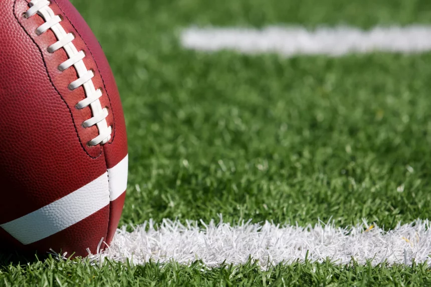 American Football on the Field near the hashmarks