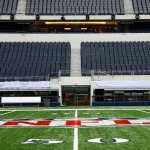 ARLINGTON - JAN 26: A view of the 50 yard line and player field entrance in Cowboys Stadium in Arlington, Texas sight of Steelers Packers Super Bowl XLV. Taken January 26, 2011 in Arlington, TX.