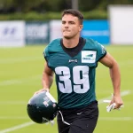 NFL, American Football Herren, USA Philadelphia Eagles Training Camp, Jul 29, 2022 Philadelphia, PA, USA Philadelphia Eagles wide receiver Devon Allen 39 during training camp at NovaCare Complex. Mandatory Credit: Bill Streicher-USA TODAY Sports, 29.07.2022 09:43:06, 18770056, NPStrans, NFL, Philadelphia Eagles, Devon Allen, NovaCare Complex PUBLICATIONxINxGERxSUIxAUTxONLY Copyright: xBillxStreicherx 18770056