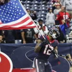 NFL, American Football Herren, USA Washington Commanders at Houston Texans Nov 20, 2022 Houston, Texas, USA Houston Texans wide receiver Nico Collins 12 runs onto the field with an American flag before the game against the Washington Commanders at NRG Stadium. Houston NRG Stadium Texas USA, EDITORIAL USE ONLY PUBLICATIONxINxGERxSUIxAUTxONLY Copyright: xTroyxTaorminax 20221120_tjt_at5_052