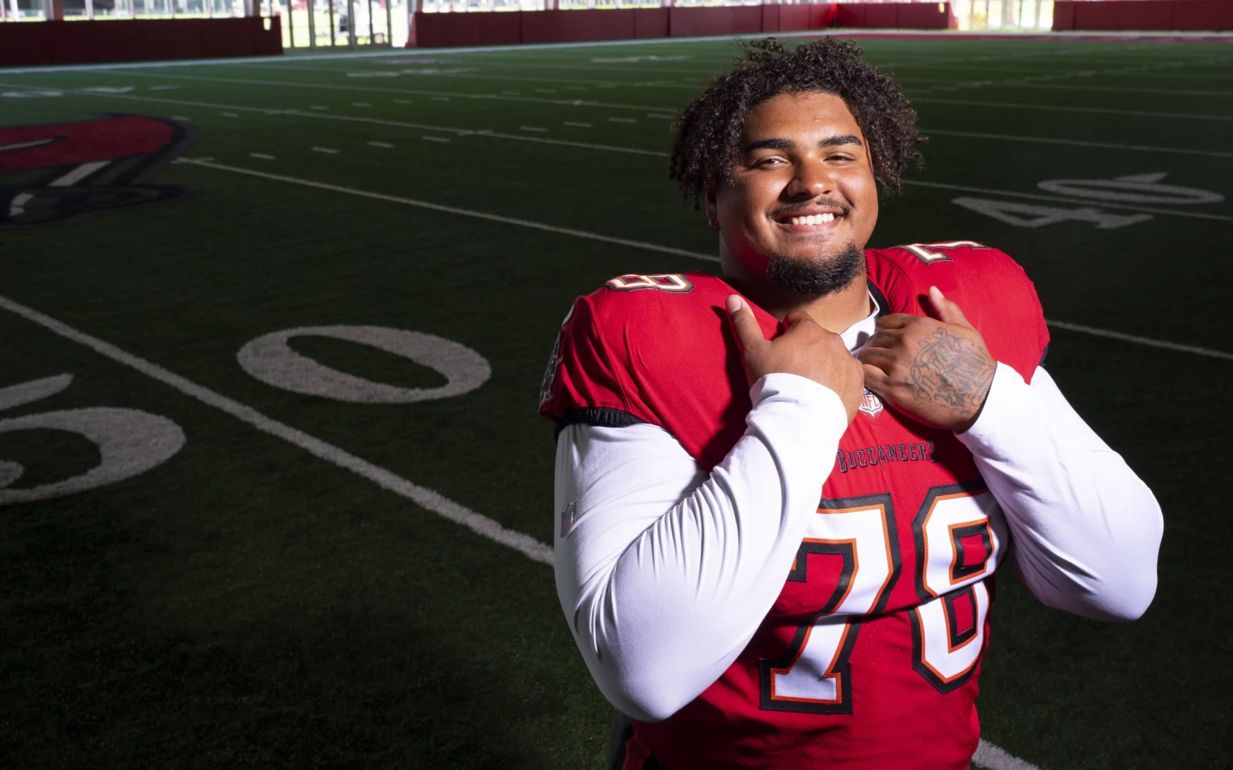 June 11, 2023, Tampa, Florida, USA: Tampa Bay Buccaneers tackle Tristan Wirfs 78 attends the Buccaneers photo day, at the AdventHealth Training Center in Tampa. Tampa USA - ZUMAbad_ 0259489467st Copyright: xChloexTrofatterx