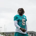 July 27, 2023: Miami Dolphins cornerback Jalen Ramsey 5 looks on before speaking to the media during team practice at the Baptist Health Training Complex on Tuesday, June 6, 2023, in Miami Gardens, Florida. - ZUMAm67_ 0300332539st Copyright: xMatiasxJ.xOcnerx
