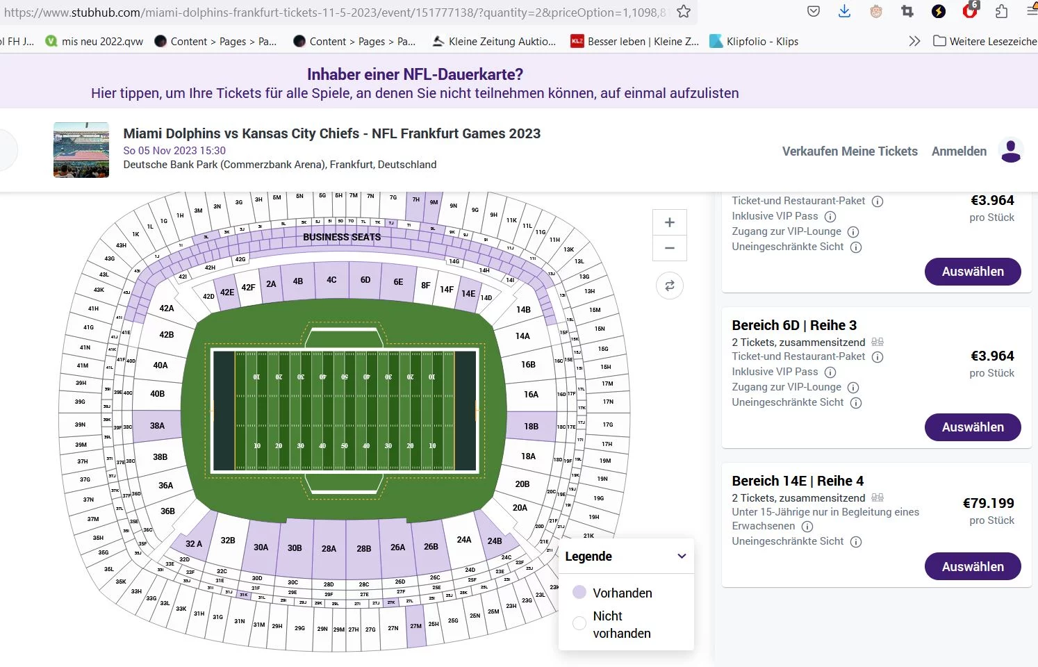 unverschämte Preise - NFL Tickets Frankfurt